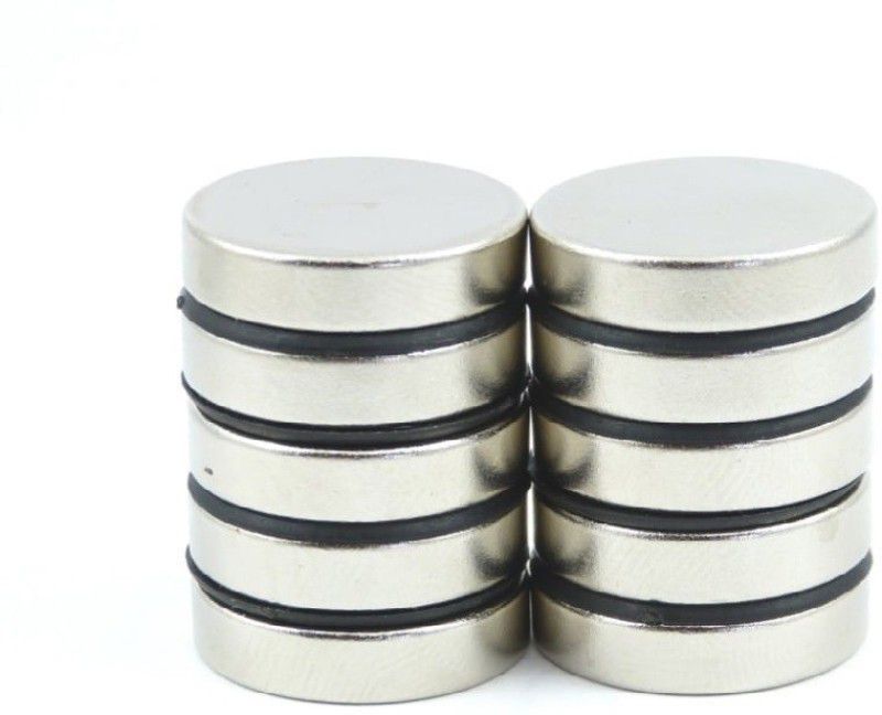 ART IFACT 10 Pieces of 30mm x 5mm Neodymium Magnets - N52 Disc / Cylindrical magnets - Rare Earth NdfeB Fridge Magnet, Multipurpose Office Magnets, Magnetic Paper Holder Pack of 10  (Silver)