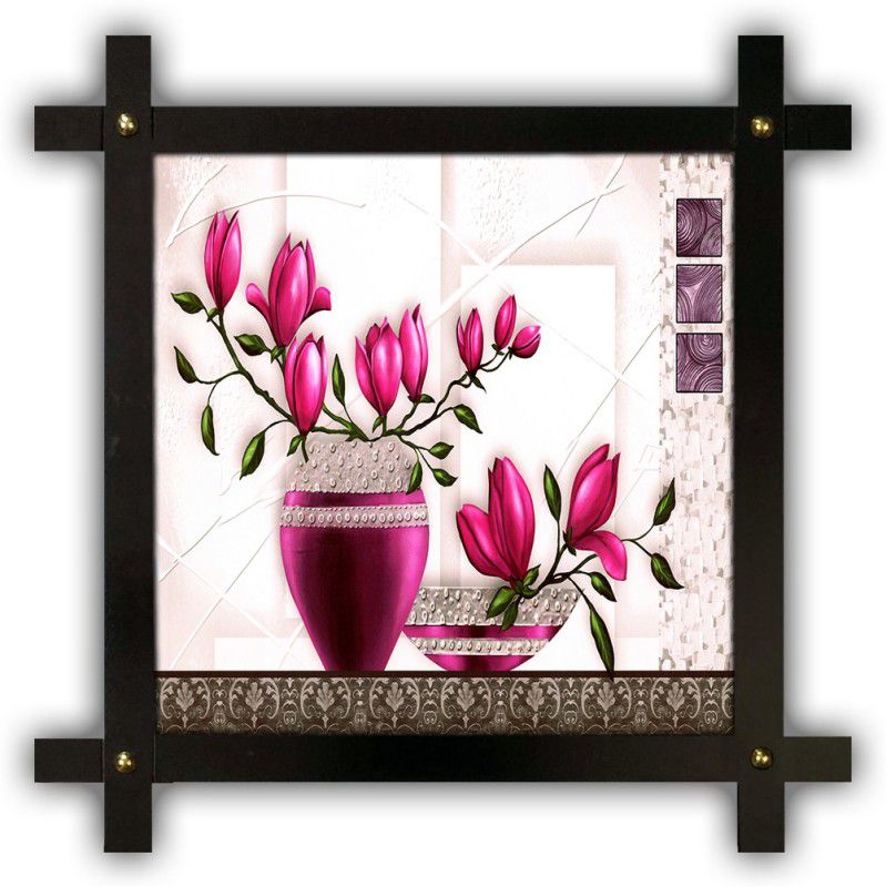 Poster N Frames Cross Wooden Frame Hand-Crafted with photo of Flower (floral) 17473-crossframe Digital Reprint 16.5 inch x 16.5 inch Painting  (With Frame)
