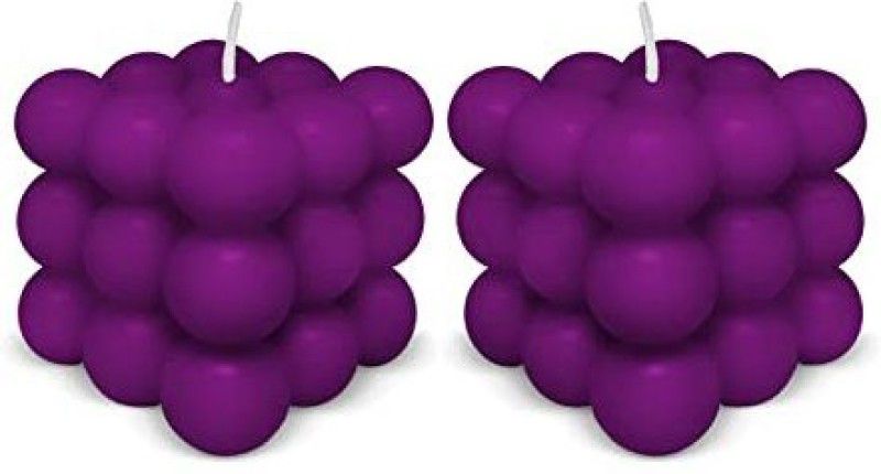 Bubble 3x3 Purple Color Scente Wax Candle  (Purple, Pack of 2)