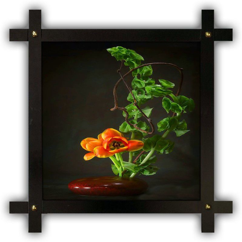 Poster N Frames Cross Wooden Frame Hand-Crafted with photo of Flower (floral) 25436-crossframe Digital Reprint 16.5 inch x 16.5 inch Painting  (With Frame)