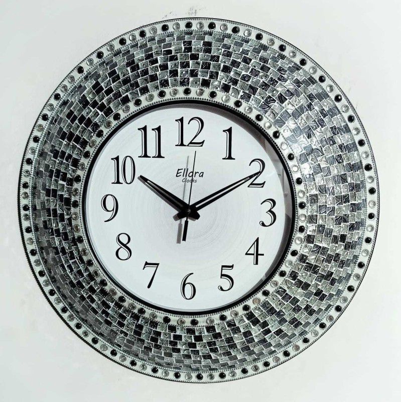 ELLORA Analog 12 cm X 45 cm Wall Clock  (Silver, With Glass, Standard)