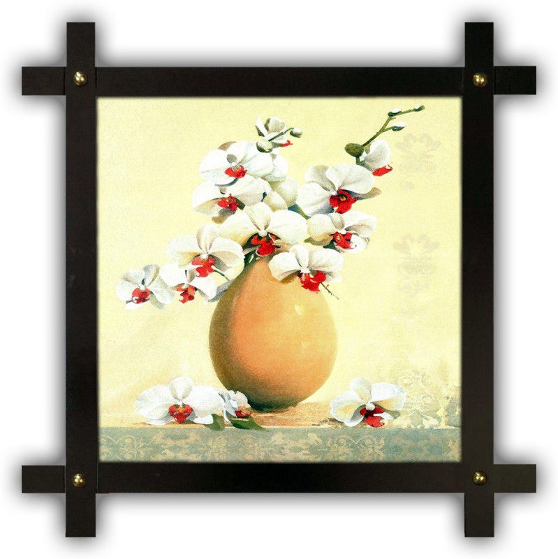 Poster N Frames Cross Wooden Frame Hand-Crafted with photo of Flower (floral) 18134-crossframe Digital Reprint 16.5 inch x 16.5 inch Painting  (With Frame)