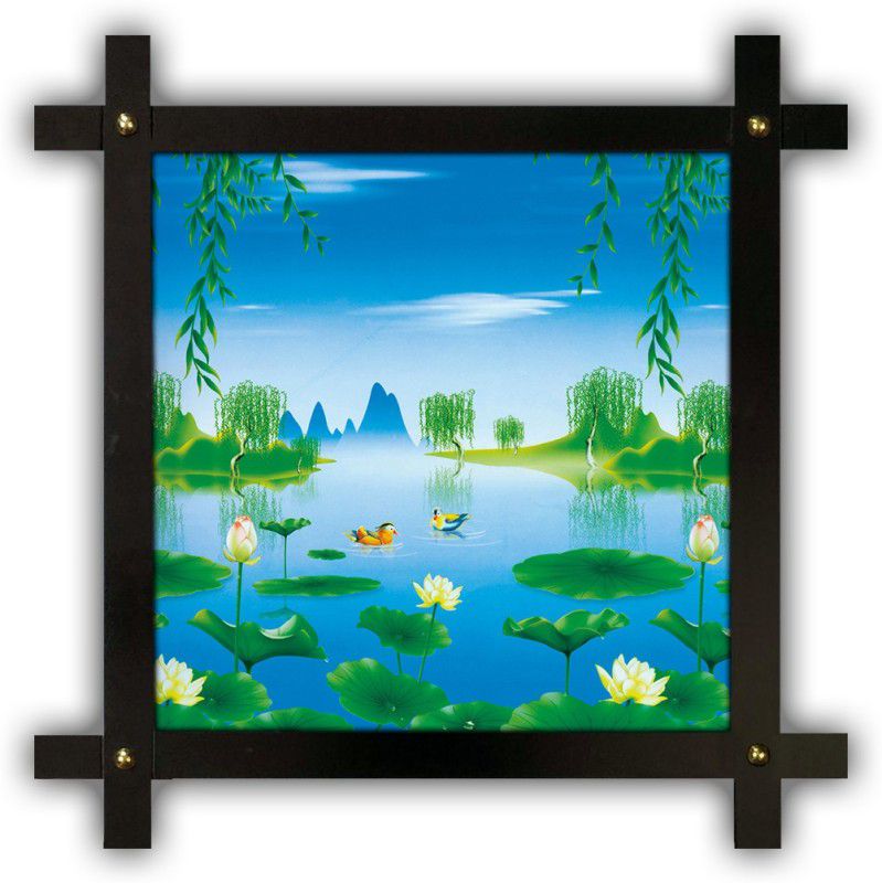Poster N Frames Cross Wooden Frame Hand-Crafted with photo of Natural Landscape Scenery 25329 Digital Reprint 16.5 inch x 16.5 inch Painting  (With Frame)