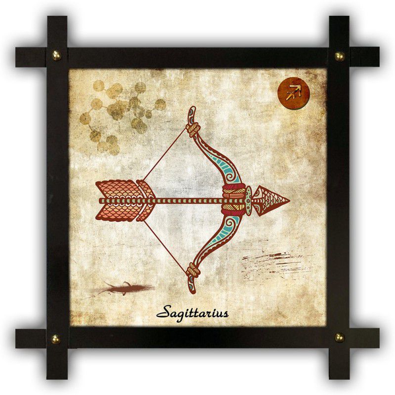 Poster N Frames Cross Wooden Frame Hand-Crafted with photo of Astrological Star sign Sagittarius p-54 Digital Reprint 16.5 inch x 16.5 inch Painting  (With Frame)