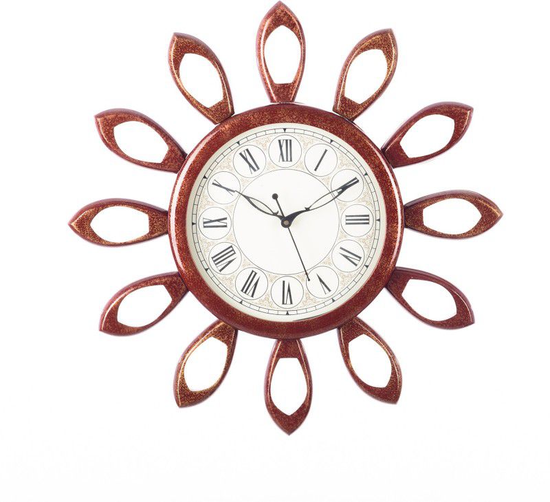 eCraftIndia Analog 53 cm X 53 cm Wall Clock  (Brown, With Glass, Standard)