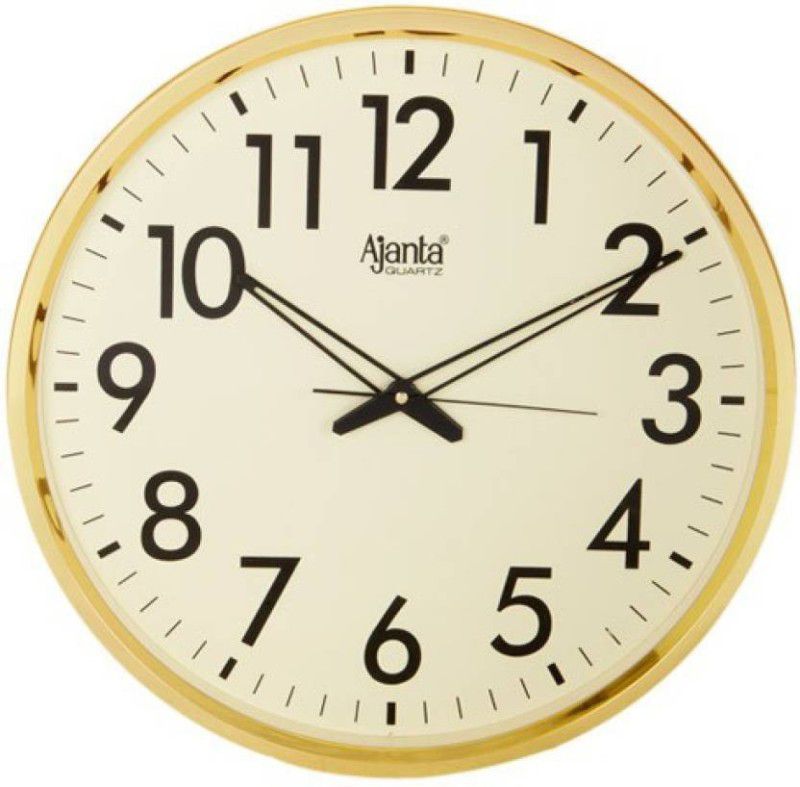 AJANTA Analog 28 cm X 28 cm Wall Clock  (Gold, With Glass, Standard)