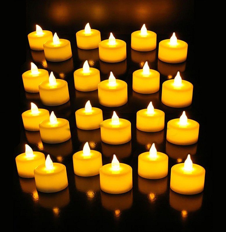 LED flameless Candle  (Yellow, Pack of 24)