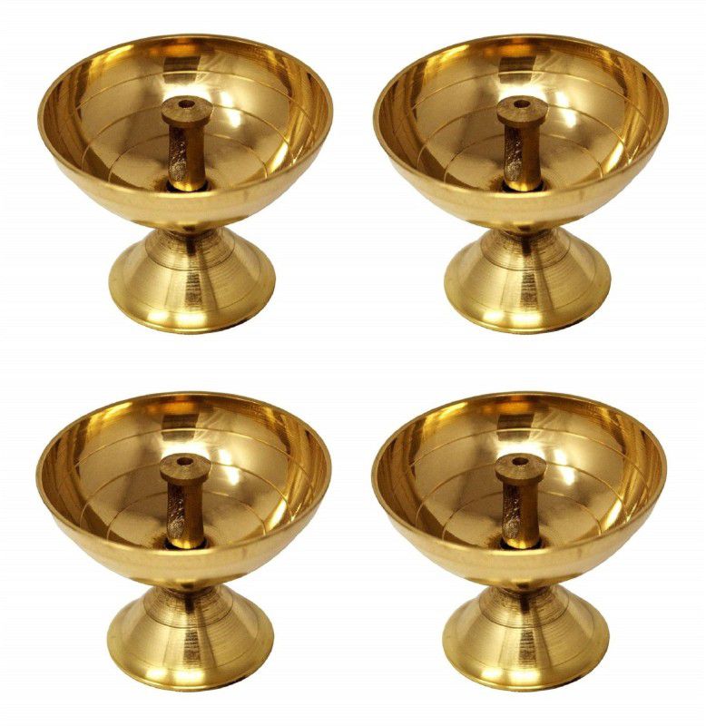 NEXTOMART Diwali Chandramukhi Deepak Diya Oil lamp Brass Deep (Diameter 5.5 cm) Brass (Pack of 4) Table Diya  (Height: 2 inch)