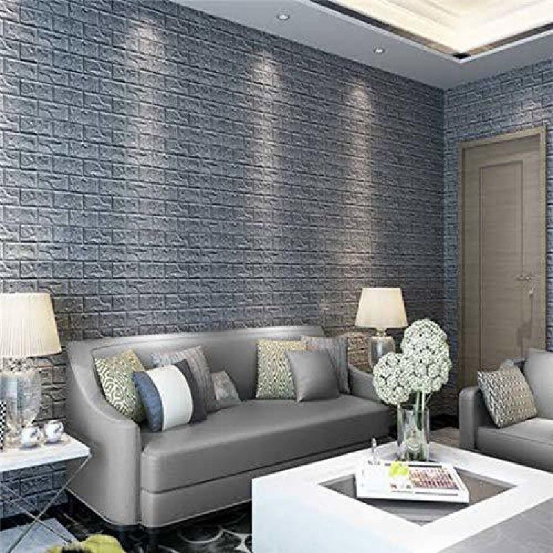 Om Rudra Fashion Decorative Grey Wallpaper  (77 cm x 70 cm)