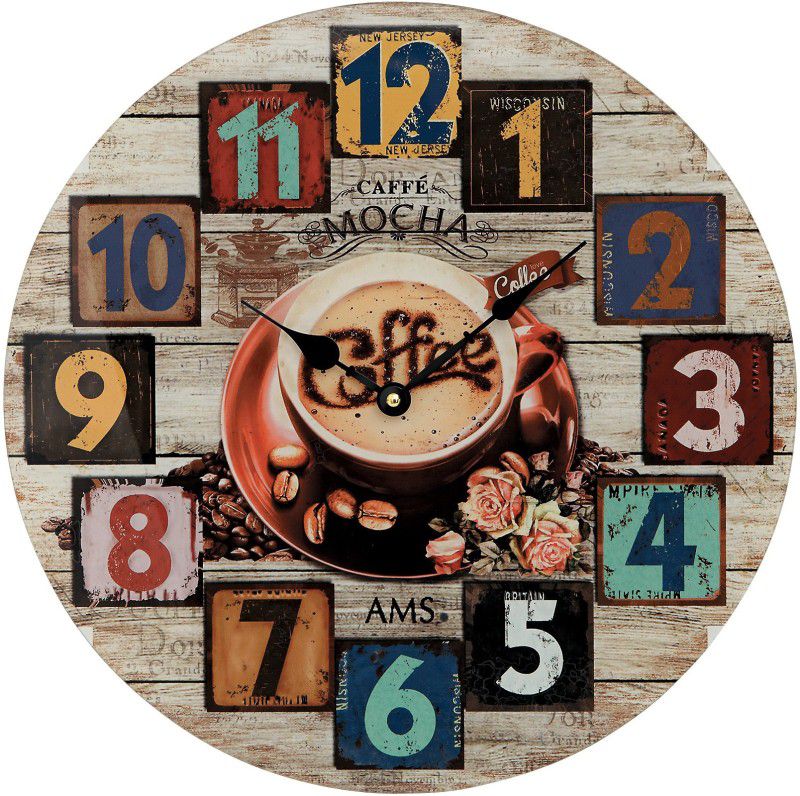 AMS Analog 40 cm X 40 cm Wall Clock  (Multicolor, With Glass, Standard)