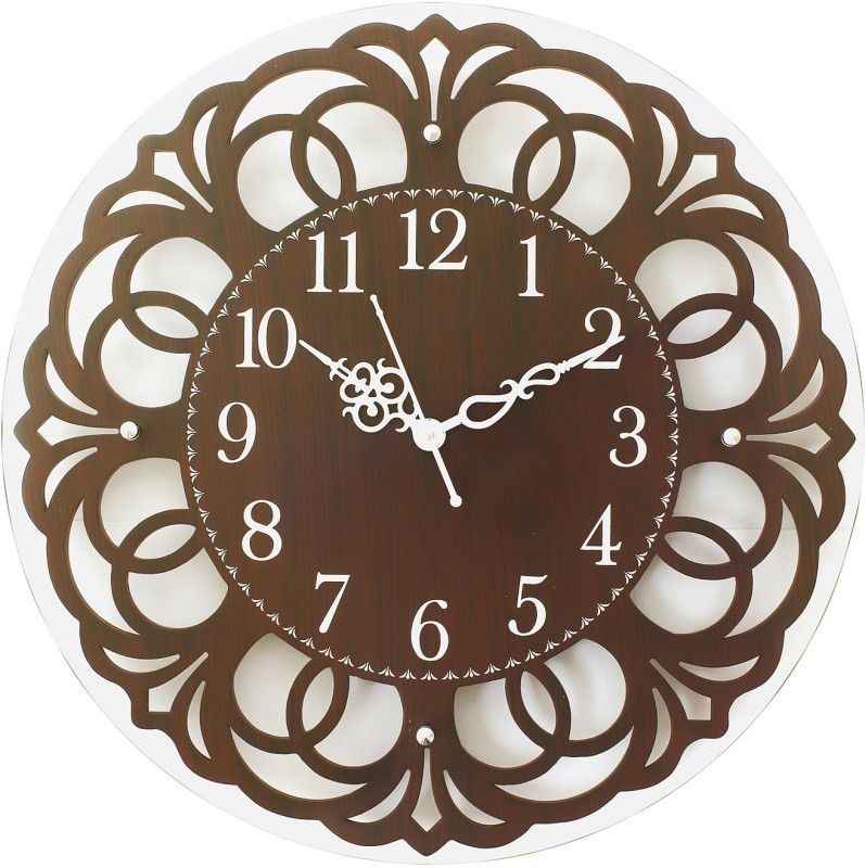 eCraftIndia Analog 40.64 cm X 40.64 cm Wall Clock  (Brown, With Glass, Standard)