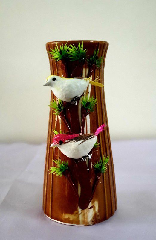 GiftEco Ceramic Vase  (9.1 inch, Brown)
