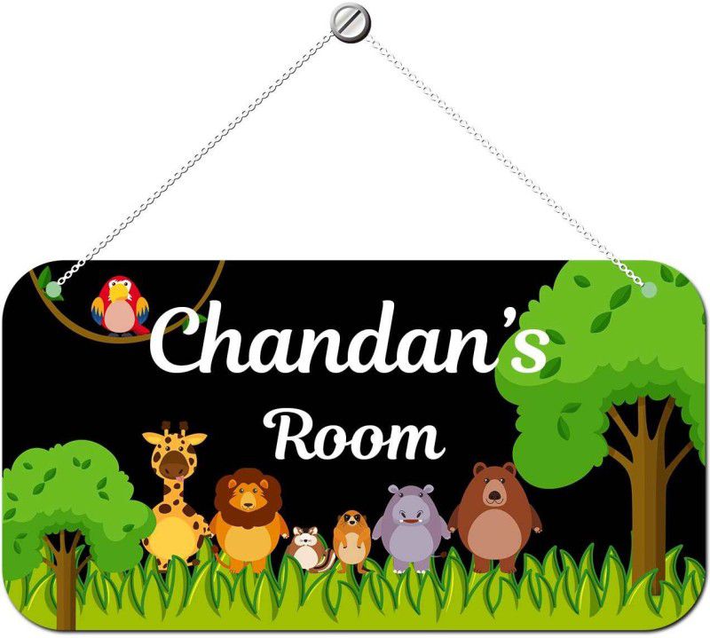 Ashvah Wooden Chandan Door Sign Kids Room Name Plate  (Multicolor)