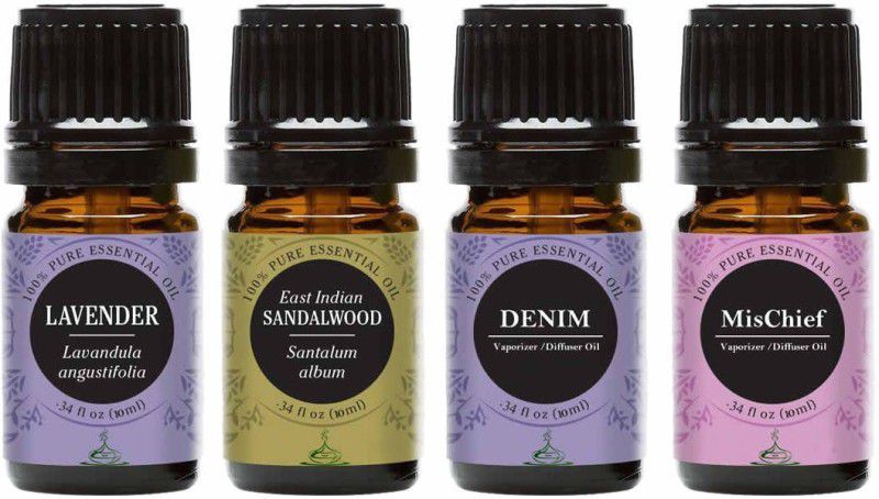 Lavender, Sandalwood, Denim, Mischief Aroma Oil Aroma Oil  (4 x 10 ml)