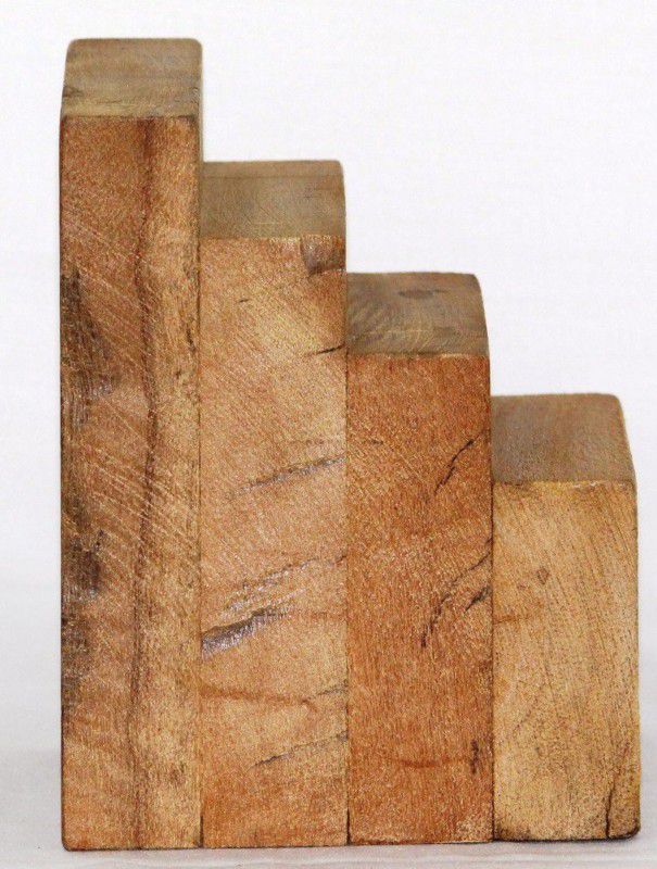 Online Art Effects Re-Cycle Saal Wood (Shorea Robusta) Table Top Set Of 2 Wood Book End  (Brown, Pack of 1)