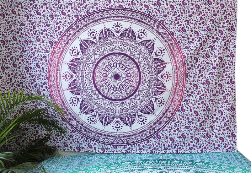 Craft Kala Pink Trishol Ombre Mandala Flag Tapestry  (Pink)