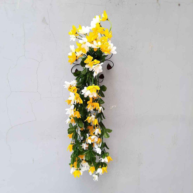 Apkamart Artificial Hanging Flower Plant Stick for Home Decoration,Living Room Corner Artificial Plant  (69 cm, Yellow)