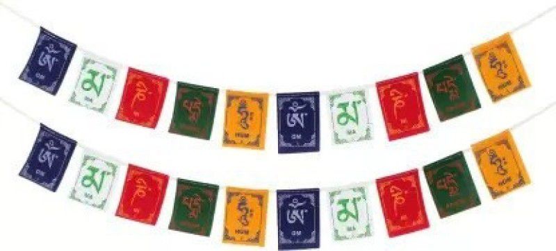 Daiyamondo Tibetian Buddhist Prayer Flags for Car and Bike (Pack of-2) Triangle Car Window Flag Flag  (Polyester)