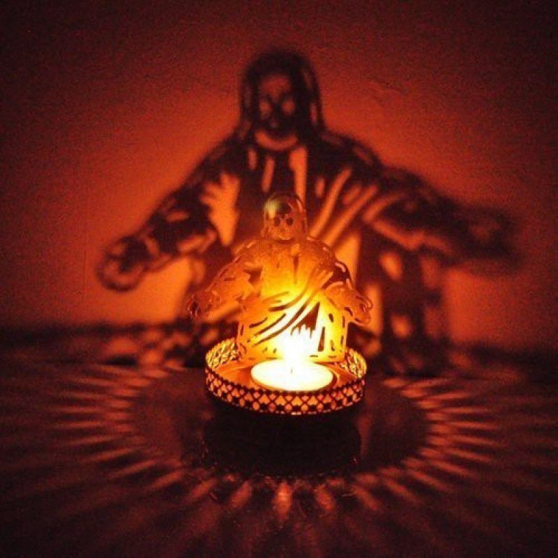VR Creatives Jesus Christ Christmas, Xmas, Shadow Lamp, Shadow Tea Light, Lamp, Holder for Diwali/Home Decor/Table Diya H - 4 inch Brass 1 - Cup Candle Holder Set  (Gold, Pack of 1)