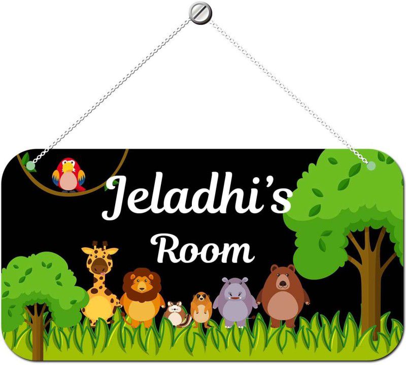 Ashvah Wooden Jeladhi Door Sign Kids Room Name Plate  (Multicolor)