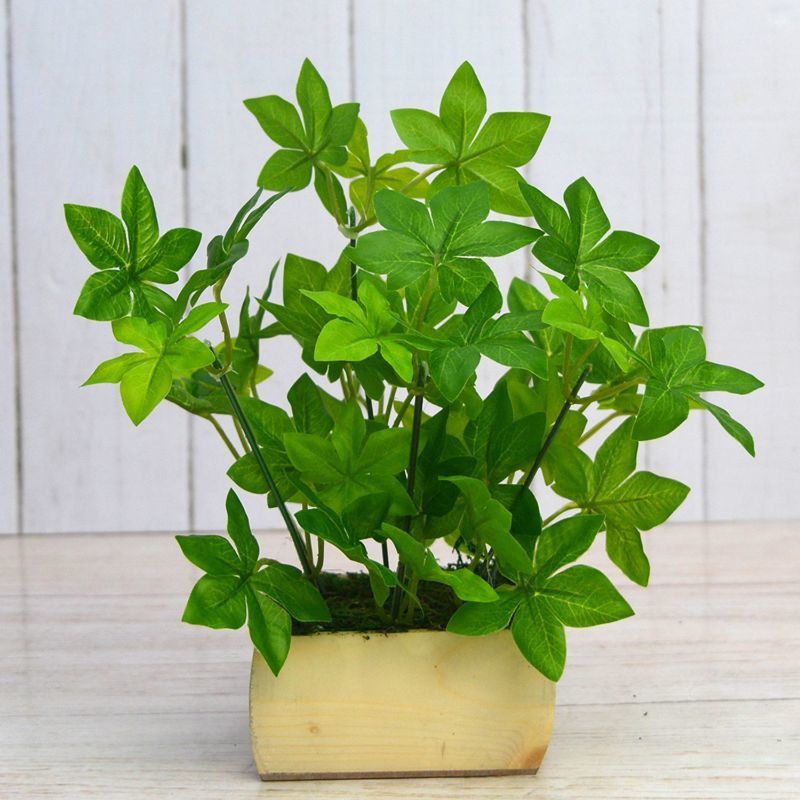DecoreBugs Artificial Mapple Plant leaves in Pot Artificial Plant with Pot  (28 cm, Green)