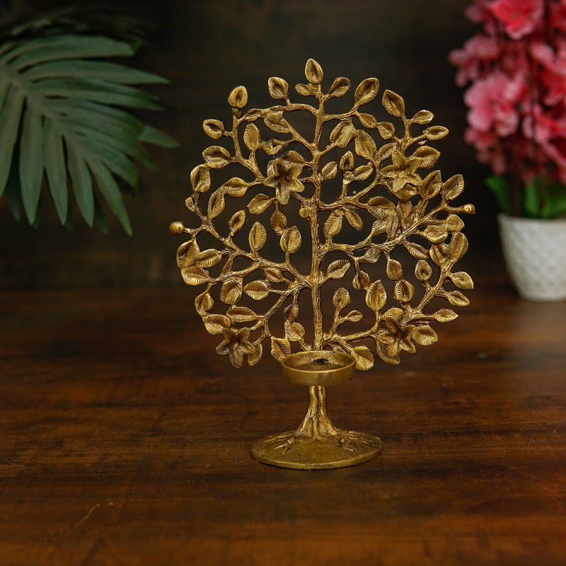 StatueStudio Tealight Candle Holder Tree of Life Tealight Candle Stand for Home Décor & Gift Brass 1 - Cup Tealight Holder  (Gold, Pack of 1)