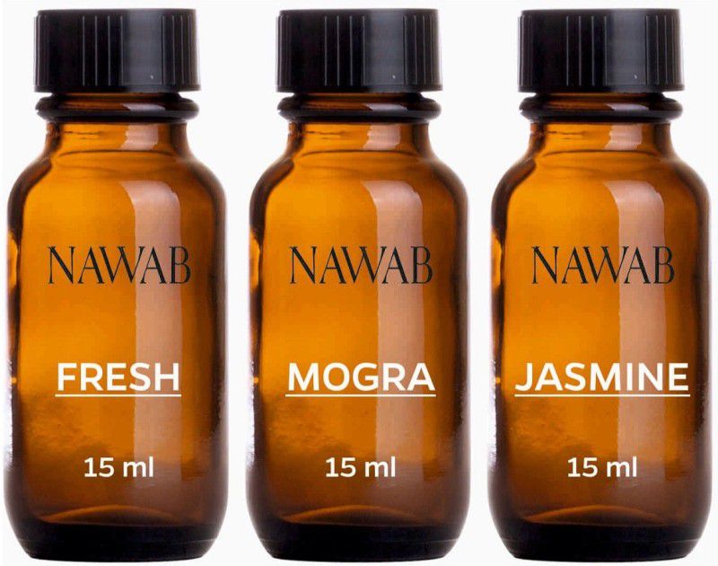 NAWAB essential aroma Diffuser oil(Fresh,Mogra,Jasmine-15ml each) Aroma Oil