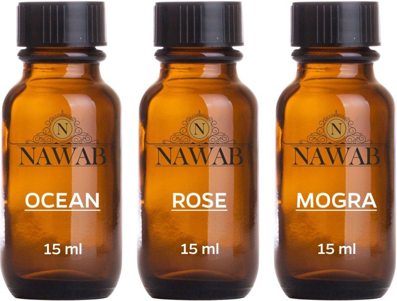 NAWAB essential aroma Diffuser oil Ocean,Mogra,Rose-15ml each Aroma Oil Aroma Oil  (3 x 5 ml)