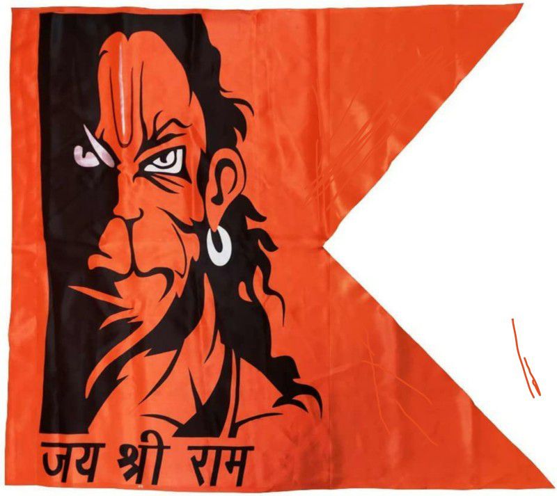 omkar Hanuman ji Triangle Outdoor Flag Flag  (Satin)