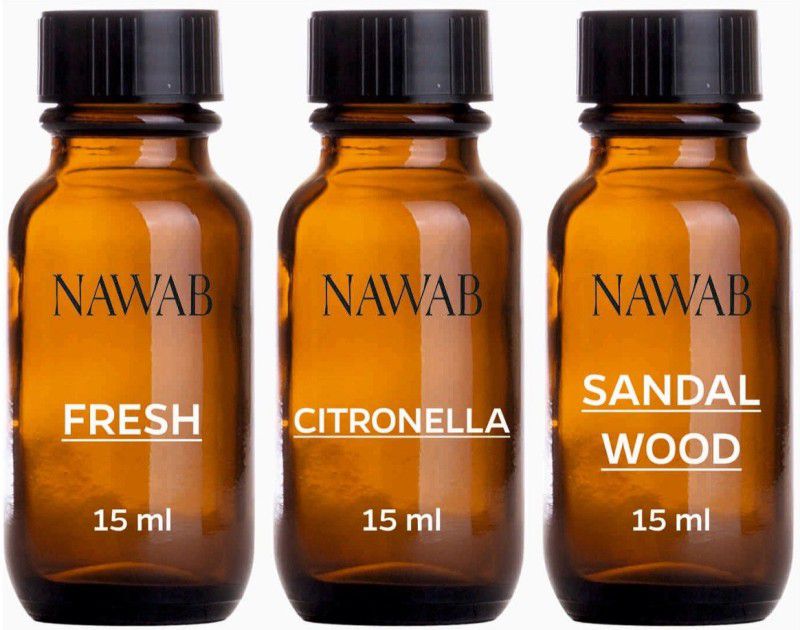 NAWAB essential aroma Diffuser oil(Fresh,Citronella,Sandalwood-15ml each) Aroma Oil