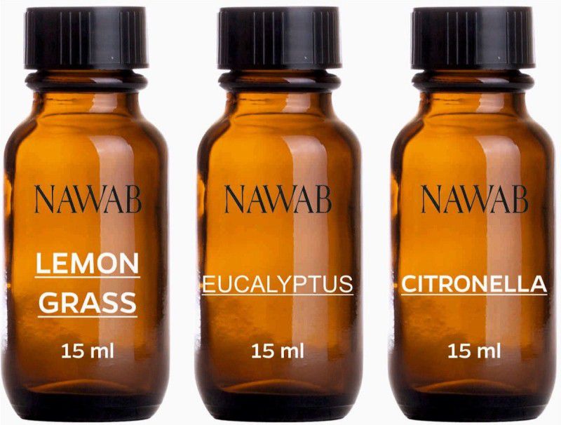 NAWAB essential aroma Diffuser oil(Lemongrass,Citronella,Eucalyptus-15ml each) Aroma Oil
