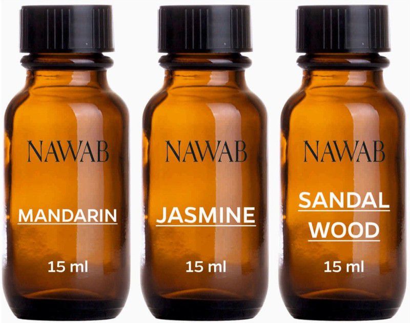 NAWAB essential aroma Diffuser oil(Mandarin,Sandalwood,Jasmine-15ml each) Aroma Oil
