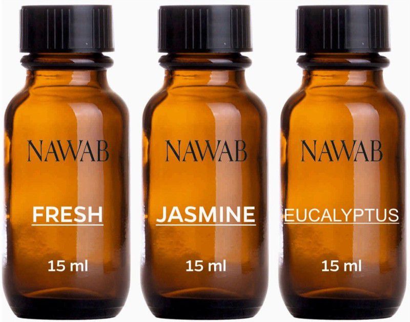 NAWAB essential aroma Diffuser oil(Fresh,Eucalyptus,Jasmine-15ml each) Aroma Oil  (3 x 15 ml)