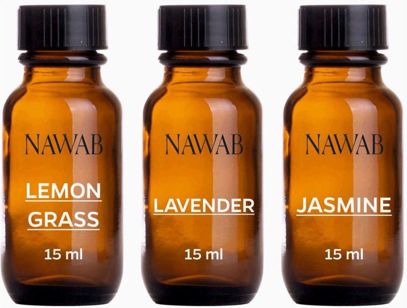 NAWAB essential aroma Diffuser oil(Jasmine,Lavender,Lemongrass-15ml each) Aroma Oil