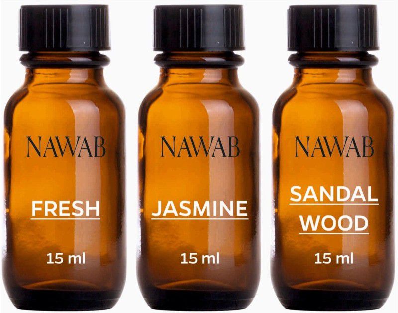 NAWAB essential aroma Diffuser oil(Fresh,Sandalwood,Jasmine-15ml each) Aroma Oil