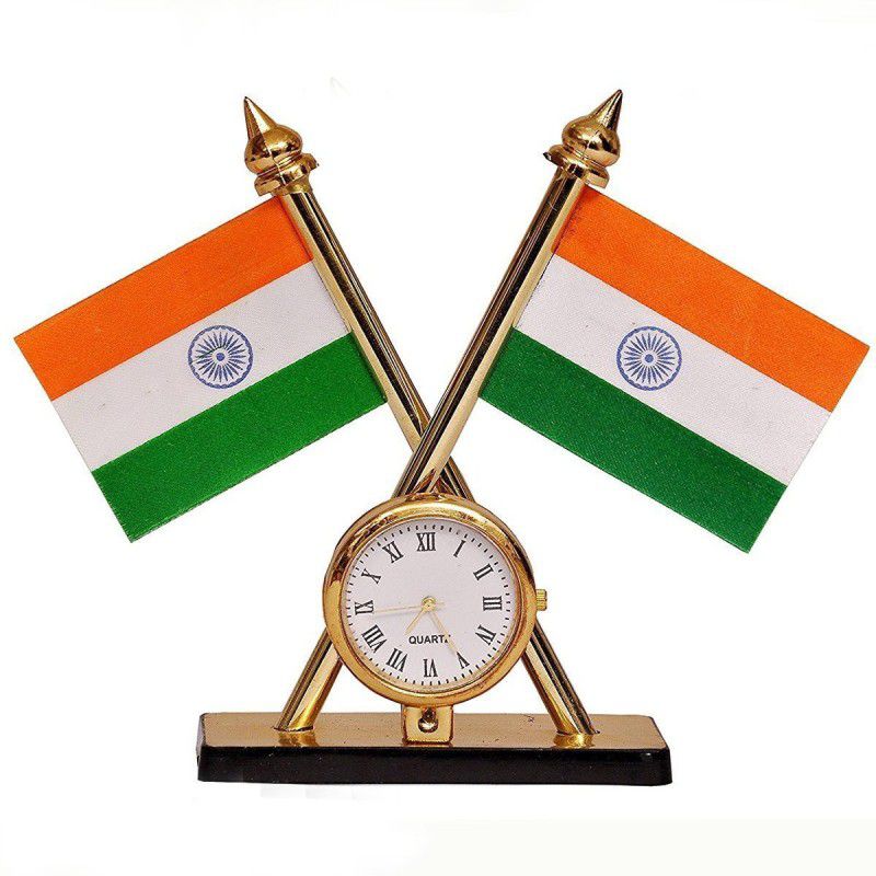 mushti national cross Flag With Watch Double Sided Wind Car Dashboard Flag Flag  (Polyester)