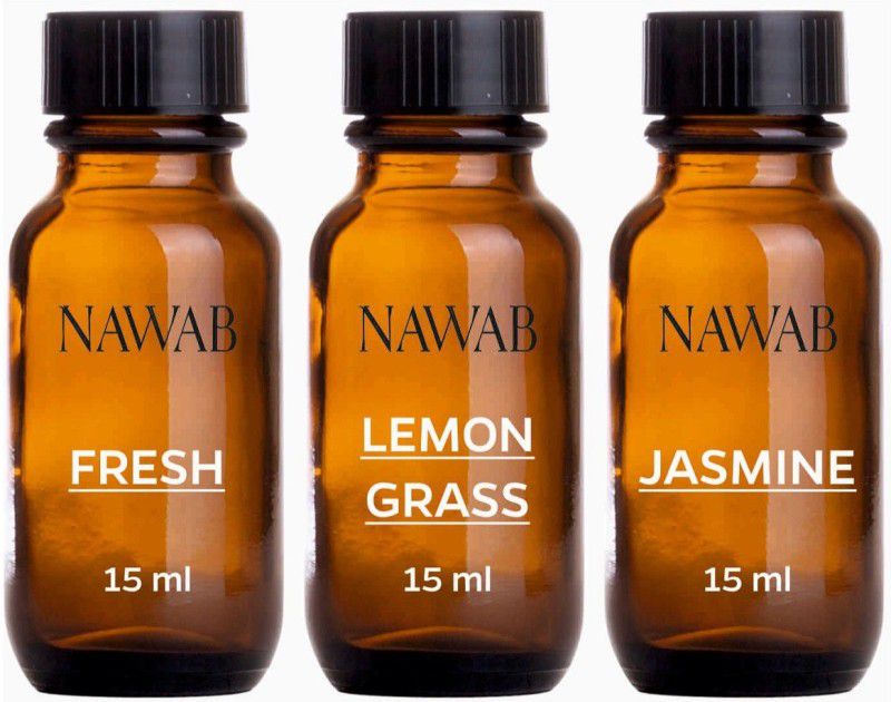 NAWAB essential aroma Diffuser oil(Fresh,Lemongrass,Jasmine-15ml each) Aroma Oil