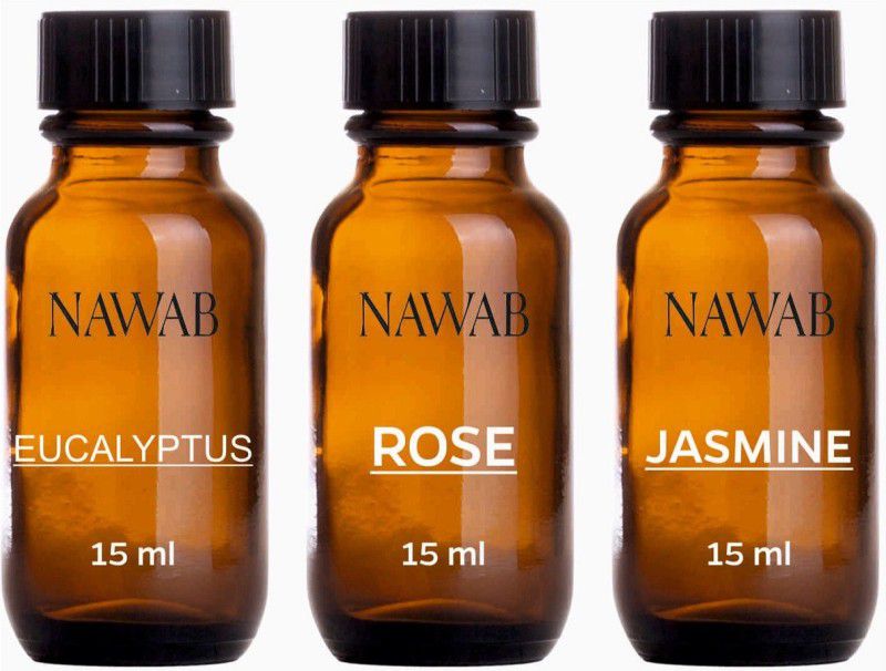 NAWAB essential aroma Diffuser oil(Rose,Jasmine,Eucalyptus-15ml each) Aroma Oil