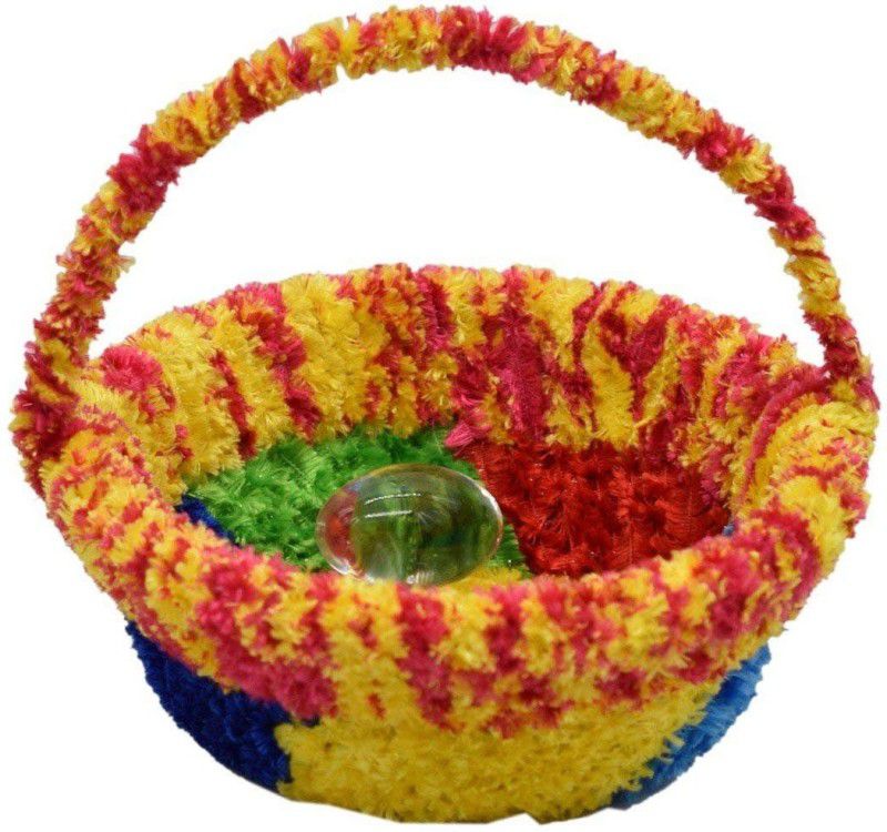Urvi Creations Laddu Gopal, Thakurji, Krishana Bal Gopal Basket Laddu Gopal Accessories Plastic, Cotton Flower Basket  (W: 18 cm x H: 8 cm x D: 8 cm)