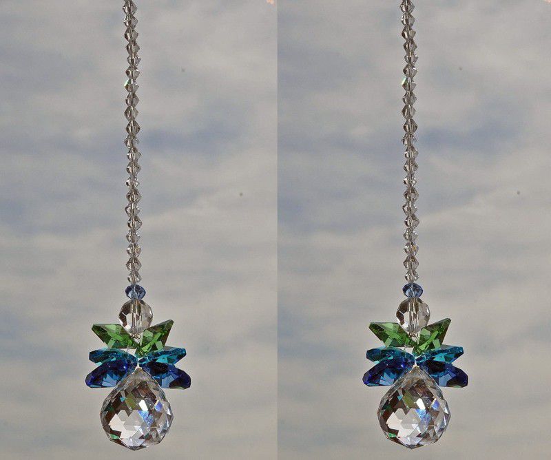 Style My Home Crystal Sun Catcher  (Clear, Green, Blue)
