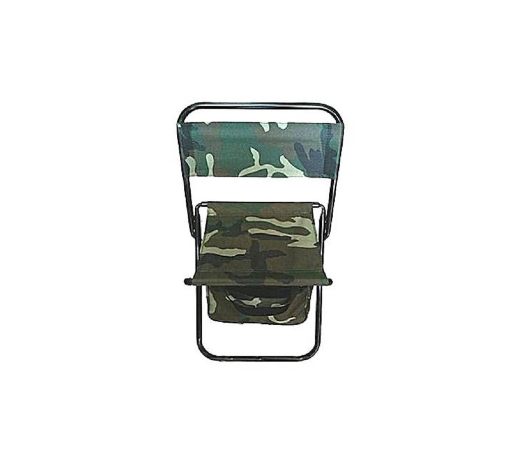 Woodland Pattern Folding Chair with Back Pouch - Green