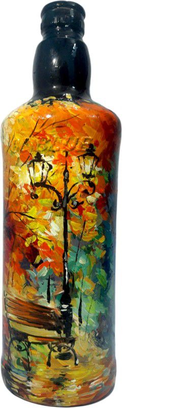 Rohoitt Handmade Oil-Painted Polished Street Light Painting made from Recycled Bottle Decorative Bottle  (Pack of 1)