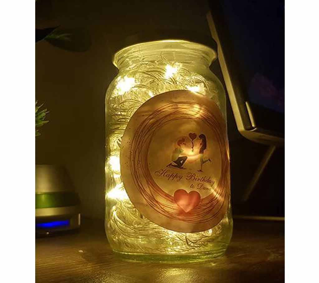 mason jar with decorative LED lamp