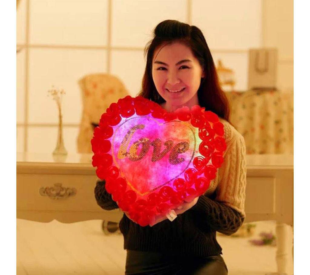 Heart Shape Rose LED Lighting Pillow