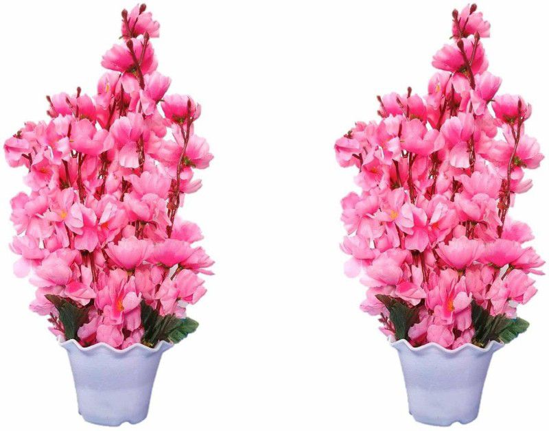 Green Plant indoor Orchid2290 Bonsai Wild Artificial Plant with Pot  (23 cm, Pink)