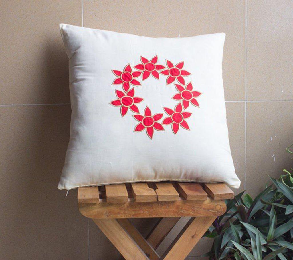 Floralshaped applique work cushion cover