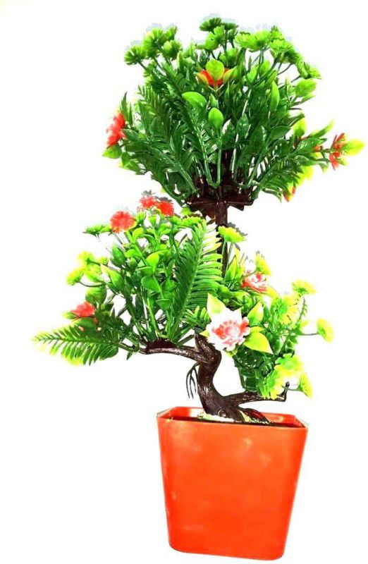 Green Plant indoor Bonsai1521 Bonsai Wild Artificial Plant with Pot  (9 cm, Multicolor)