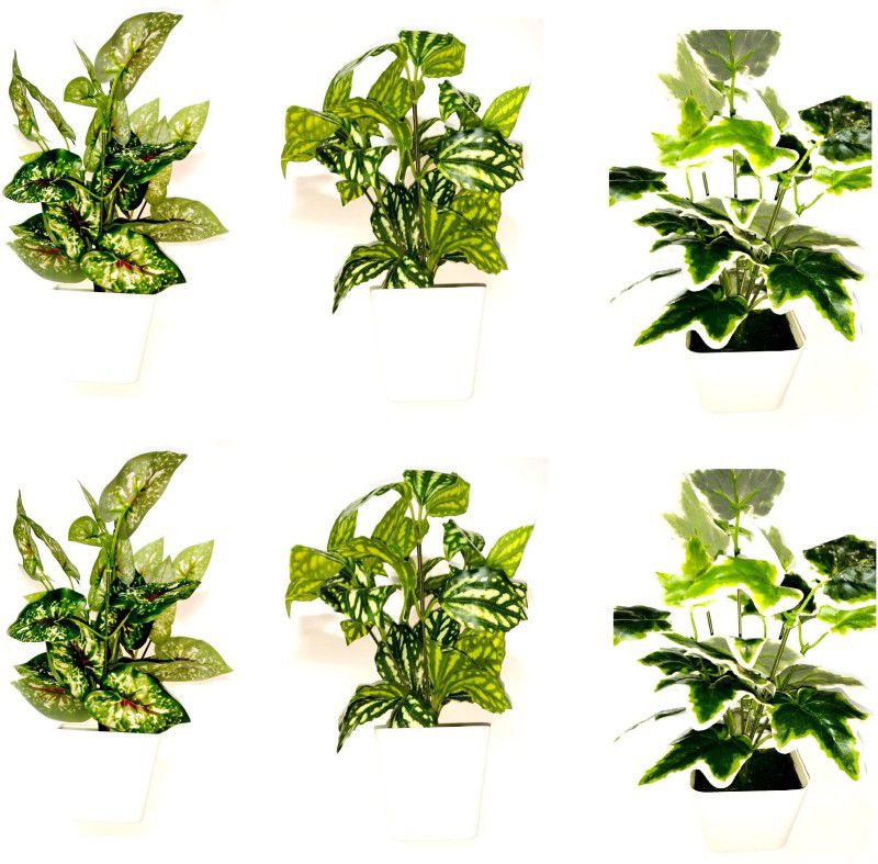 Green Plant indoor Artificial198 Bonsai Wild Artificial Plant with Pot  (9 cm, Green)