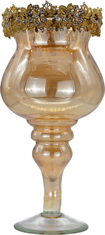 ROSHNI DÉCOR Royal Look Home Décor Golden Coloured Glass With Metal And Beads 14.5x6.5x5 in Vase Filler  (Golden Coluored Glass With Metal And Beads)