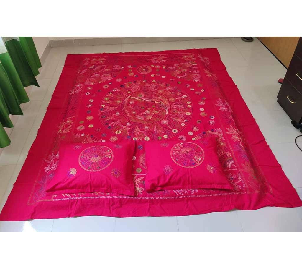 Hand Stitched Nakshi Bed Cover With Pillow Cover